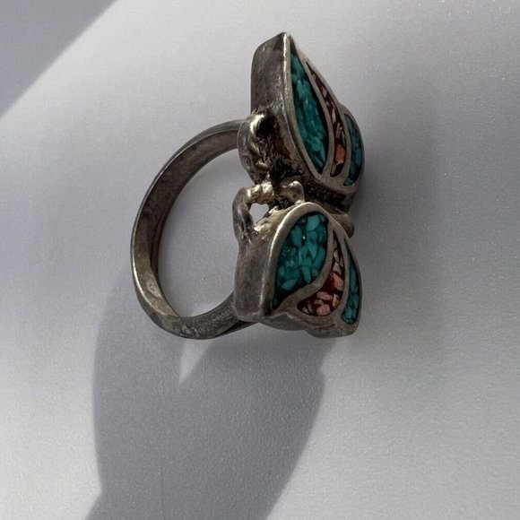925 STERLING SILVER & OPAL BUTTERFLY  RING SIZE 4.5 - Picture 5 of 9